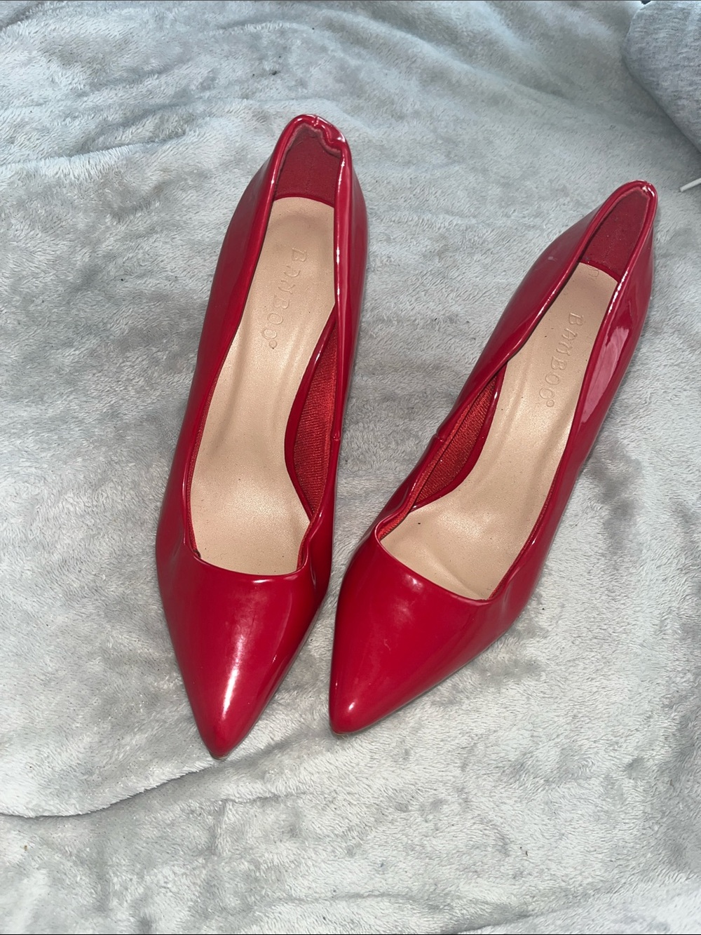 BAMBOO Red Patent Pointed Toe Pumps
